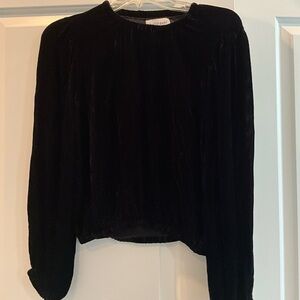 Bella Dahl black velvet cinched waist top